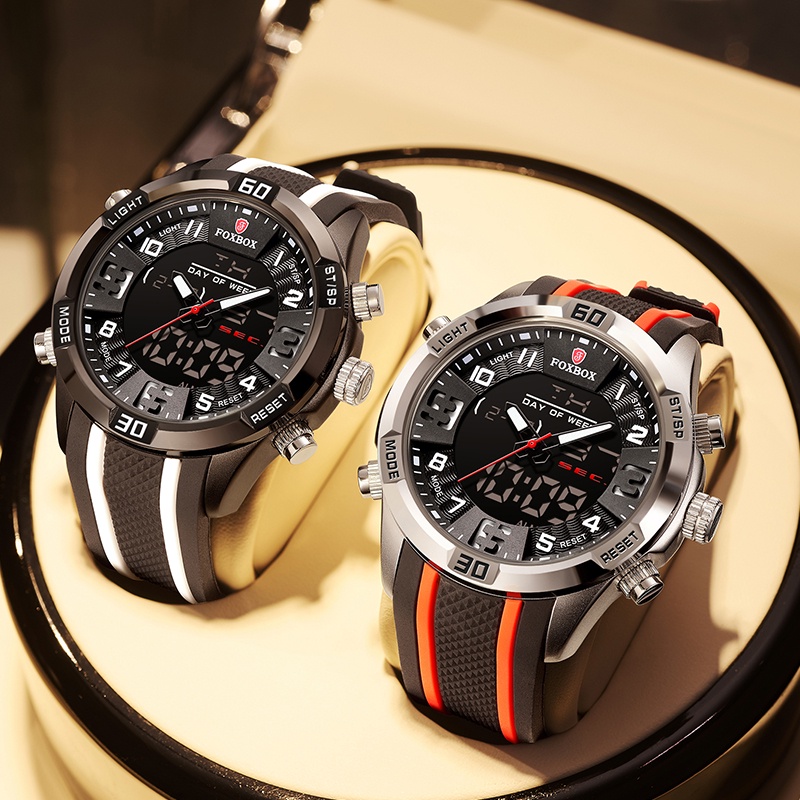 กระเป๋านาฬิกาMens Watches Silicone Stra Waterroof Watch For Men FOXBOX ...