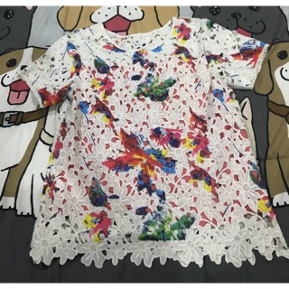 เสื้อลูกไม้ ลายดอก มีซับใน