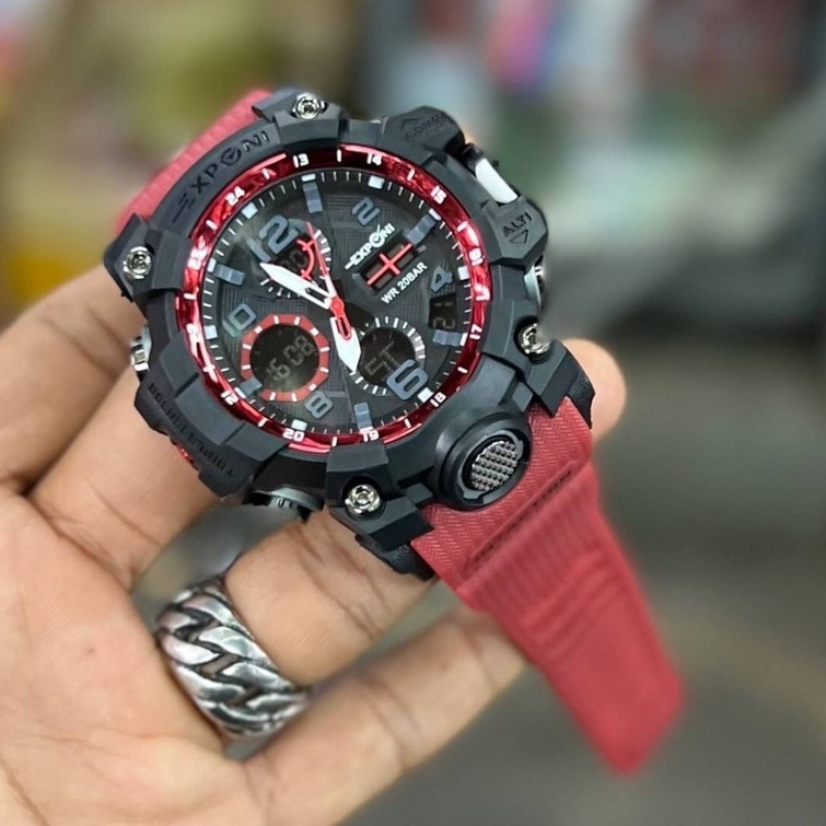 EX-01 นาฬิกาข้อมือชาย-หญิง EXPONI  2ระบบ  สายยางซิลิโคน อย่างดี ถ่ายจากสินค้าจริง  กันน้ำได้ หน้าจอม