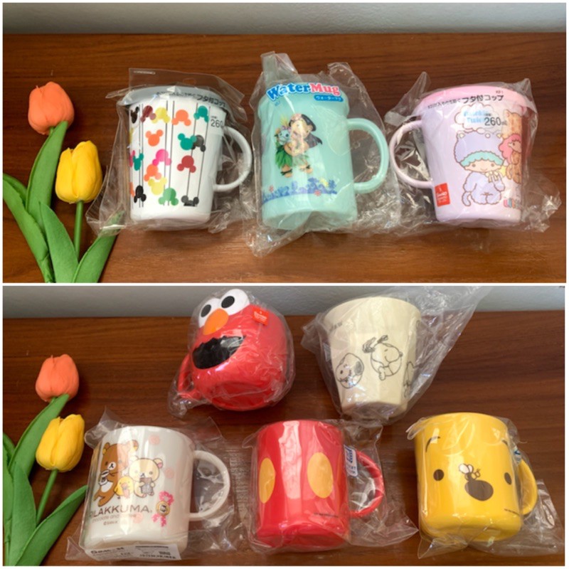 มือหนึ่ง เเก้วน้ำ Mickey Mouse/Stitch/Twin Stars/Elmo/Snoopy/Rilakkuma/Pooh(จากญี่ปุ่น )