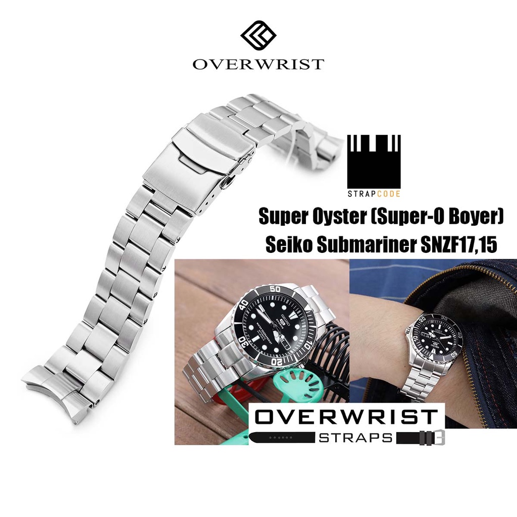 สายนาฬิกา strapcode super oyster (super-o boyer) for seiko submariner snzf17, snzf15