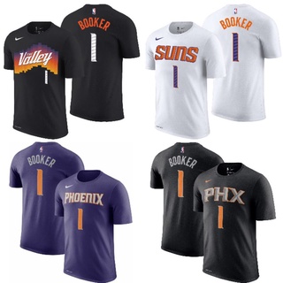 เสื้อยืดพิมพ์ลายแฟชั่นเสื้อยืดลําลองแขนสั้นพิมพ์ลาย Nike Nba Gametime Phoenix Sun 1 Devin Booker สําหรับผู้ชาย