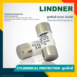 Lindner ลูกฟิวส์ ฟิวส์กระบอก Fuse link 22x58 mm 20A-125A