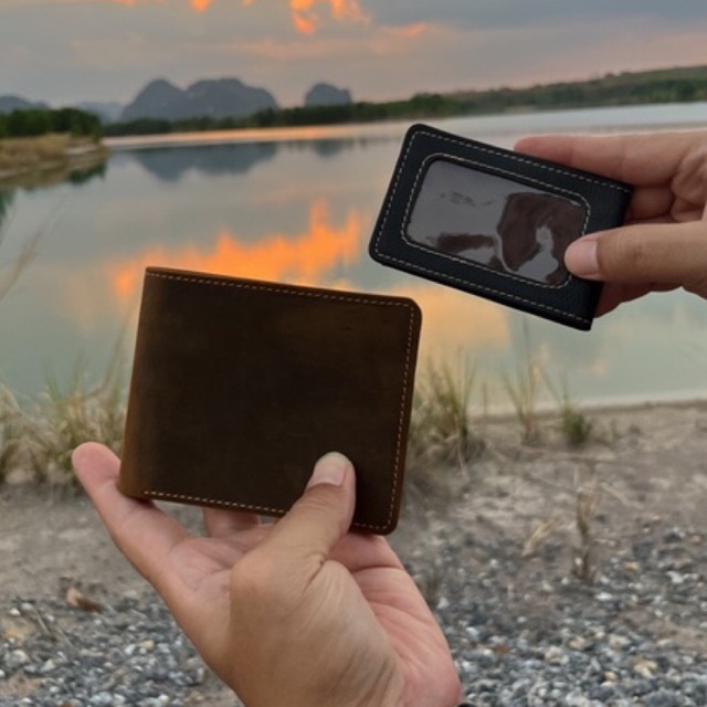 men wallet 1 แถม 1 กระเป๋าตังหนังแท้ ตอกชื่อฟรี งานดี ฝีมือช่างไทย