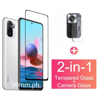 2in1 Redmi Note 10 Pro กระจกนิรภัยกันรอยหน้าจอ แบบเต็มจอ สําหรับ Xiaomi Redmi Note 10 9 Pro 9T 9 9A 9C ตัวป้องกันเลนส์กล้อง