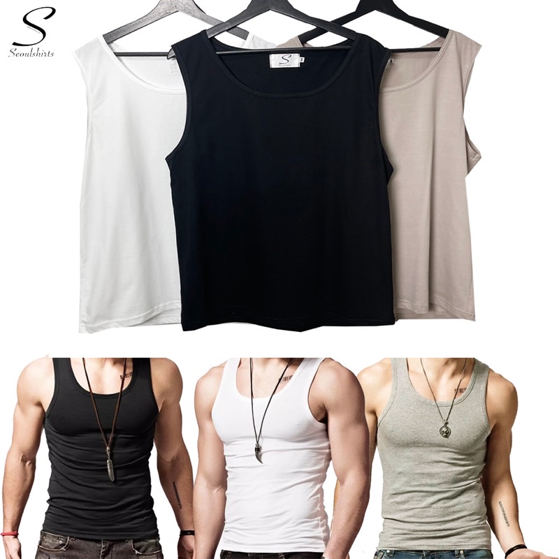 SEOULSHIRTS เสื้อกล้ามผู้ชาย ผ้า Cotton 100% ผ้าดีทอเนื้อละเอียด ระบายอากาศได้ดี สวมใส่สบาย B27