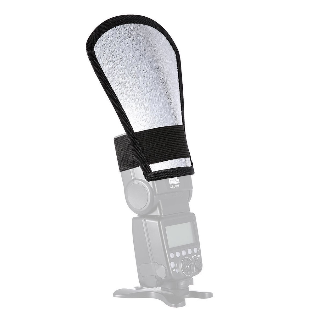 2 In 1 แผ่นกระจายแสงแฟลช Bounce Flash Softbox แผ่นสะท้อนแสงแฟลชสีเงินและสีขาวสําหรับกล้อง Canon 11x18 X 20cm.