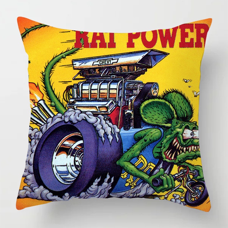 ปลอกหมอนพิมพ์ลายการ์ตูน Tales Of The Rat Fink แบบนุ่มสําหรับตกแต่งบ้าน 45X45