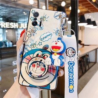 เคสโทรศัพท์ Xiaomi Mi 11T 10T Pro 11 Lite NE 5G POCO X3 GT NFC M3 Pro F3 Phone Case Blu-ray Lovely Doraemon Cartoon Doll Bracket Soft Case With Fashion Neck Strap Rope Back Cover เคส Xiaomi11T Mi11T 11TPro 11Lite Casing