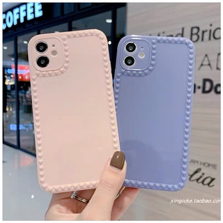 025 เคส เคสโทรศัพท์ มือถือ แฟชั่น น่ารัก สีพื้น ขอบหัวใจ