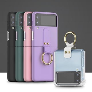 K-Max Leather Finger-ring case Compatible with Samsung Galaxy Z Flip 4 (2022), Scratch Resistant, Slim fit Lightweight Phone Cover for Z Flip4.