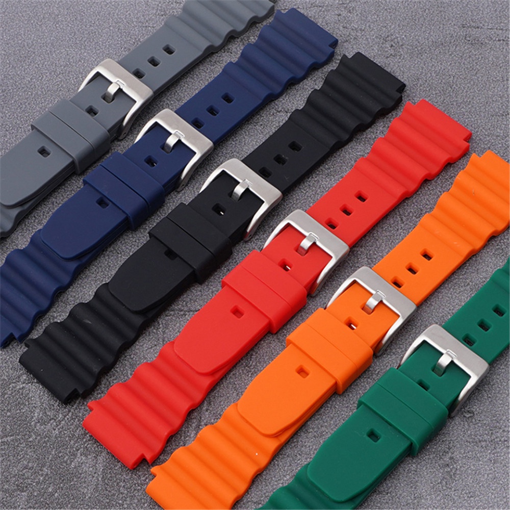 สายนาฬิกาข้อมือซิลิโคน 20 มม. 22 มม. อุปกรณ์เสริม สําหรับ Seiko SKX007 SRP777J1