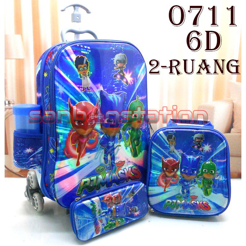 6d 4in1 กระเป๋านักเรียนประถม ล้อลาก 4in1 2 สองชั้น แยกสองชั้น PJ MASK