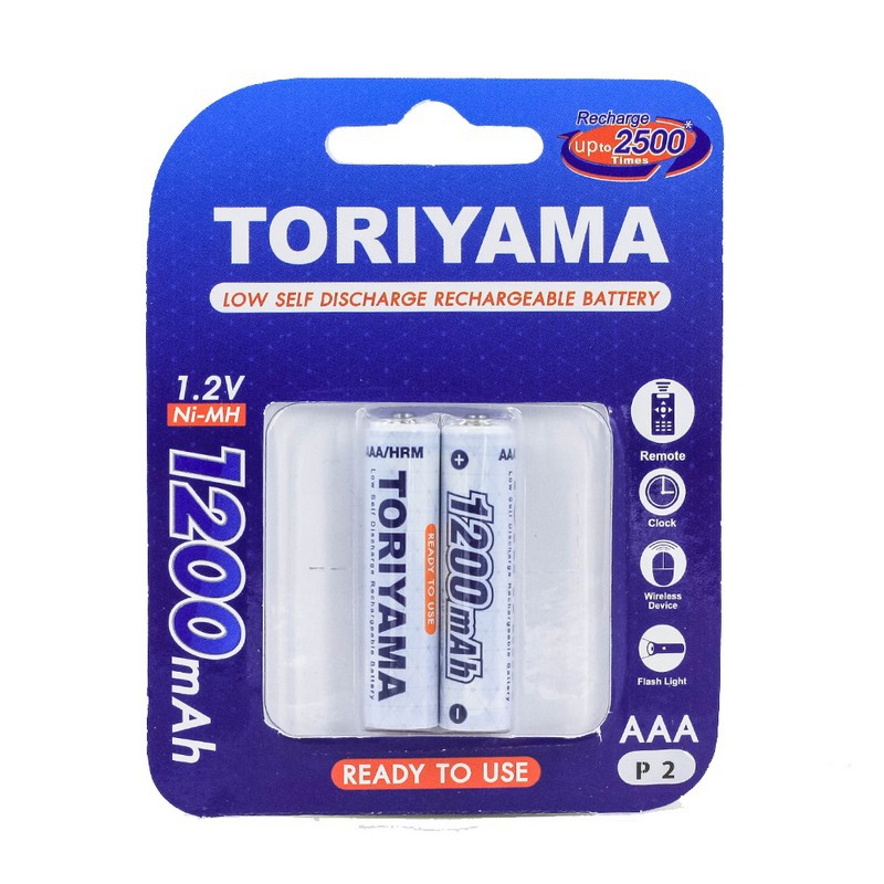 Toriyama ถ่านชาร์จ AAA 1200mAh (แพ็ค 2 ก้อน)