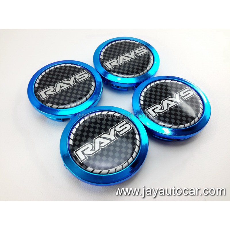 ฝาล้อรถยนต์ สำหรับ ล้อแม็ก สติ๊กเกอร์ RAYS น้ำเงิน ขนาด 58 มิล 1ชุด 4ชิ้น