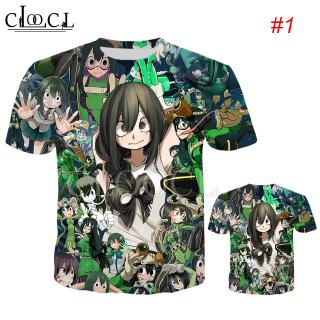 HX มายฮีโร่ อคาเดเมีย My Hero Academia อะซุย ทสึยุ 3D พิมพ์แฟชั่นเสื้อยืดเสื้อเชิ้ตลายฤดูร้อนบนเสื้อยืด แขนสั้น