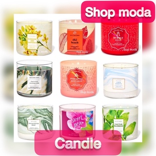 📌set3/4 แท้💯% เทียนหอม  Bath and Body Works 3 Wick Candle Sweet mint julep,Tea rose,Pink lilac &amp;vanilla,TIKI B