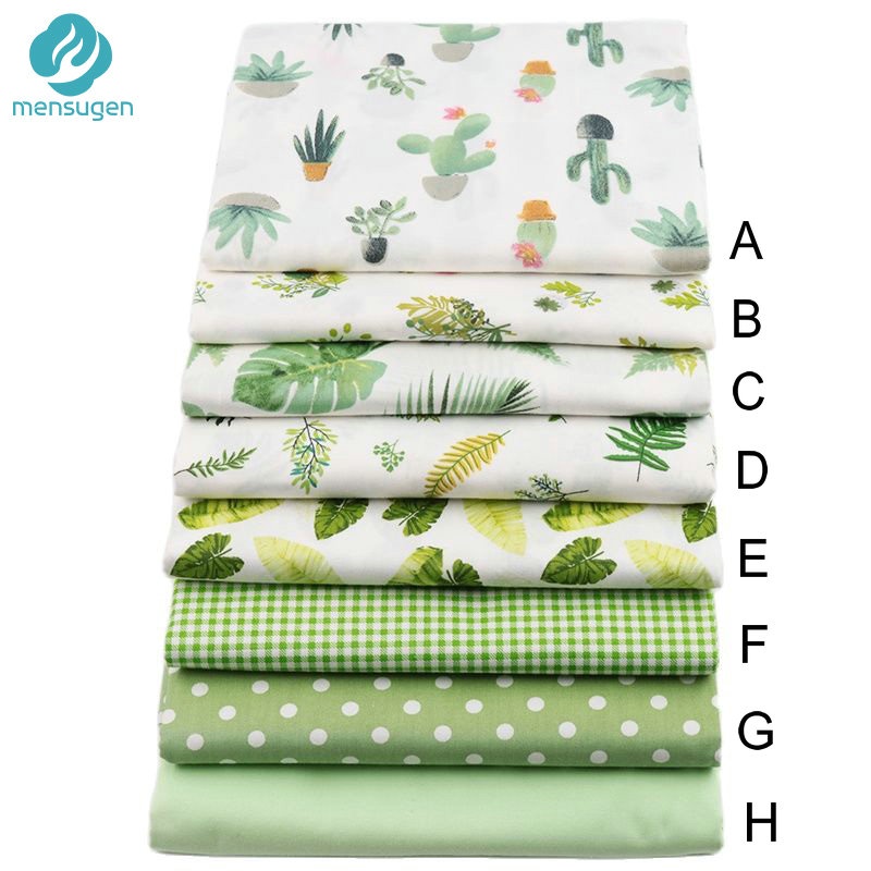 ผ้าฝ้าย100% สิ่งทอลายทแยง สีเขียวกระบองเพชร