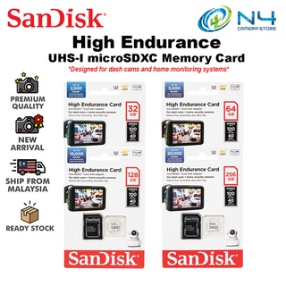 Sandisk การ์ดหน่วยความจํา Micro SD V30 U3 ความทนทานสูง สําหรับกล้องวงจรปิดรถยนต์ MicroSDXC 32GB 64GB 128GB