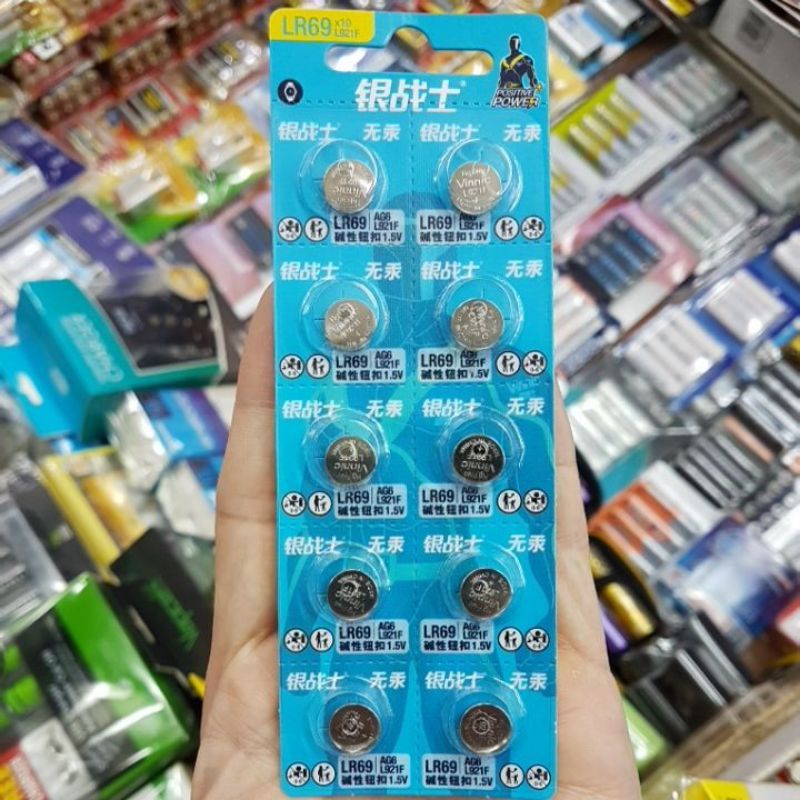 ถ่านกระดุม Vinnic L921F, LR69, AG6 1.5V Alkaline Battery แพค10ก้อน ของใหม่ของแท้