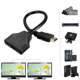🚀ส่งเร็ว🚀 สาย แปลงสัญญาณ Y HDMI 1เครื่อง ออก 2จอ 1080P HDMI Male to 2x HDMI Double Female Y Splitter Adapter Cable Lead