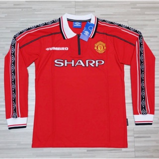 Manchester United 1998/99 Vintage เสื้อแมนยูย้อนยุค เสื้อแมนยูคอซิป แมนยู1998/99 เสื้อบอลแขนยาว เสื้อแมนยูแขนยาว