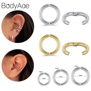 Bodyace 1 คู่ สเตนเลส หู ข้อมือ ไม่เจาะ คลิป ต่างหู สีทอง ฮักกี้ ห่วง ต่างหู เครื่องประดับต่างหู ทรงกลม