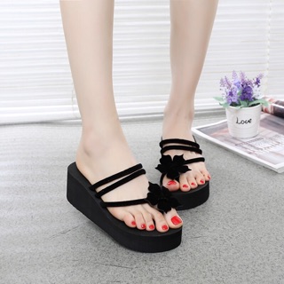 พร้อมส่ง!!! รองเท้าแตะ ส้นเตารีด ประดับดอกไม้