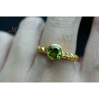 Meena Gems แหวนพลอยแท้ พอริดอทดีไซสเกลียวเชือก ตัวเรือนเงินแท้ จัดส่งฟรี พร้อมกล่อง