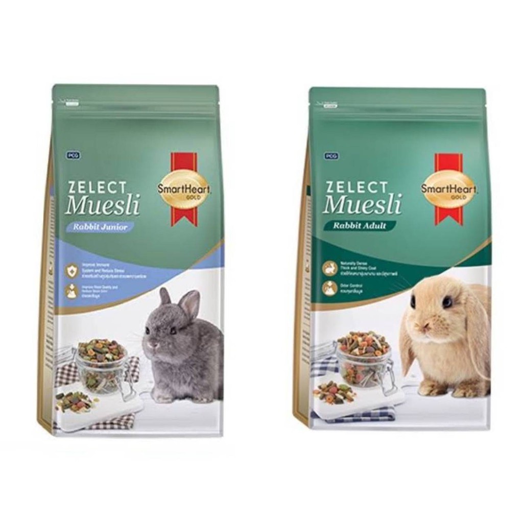 SmartHeart Gold Zelect Muesli Rabbit Junior & Adult อาหารกระต่าย สูตรกระต่ายเด็ก และ กระต่ายโต  1.5 Kg