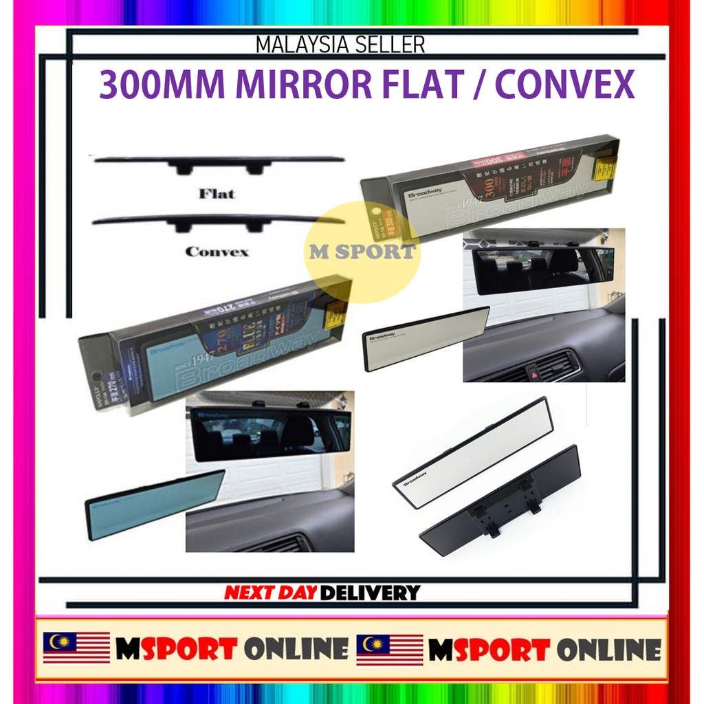 (300 มม.) NAPOLEX BW-147 BW-746 Broadway รถด้านหลัง BLUE FLAT/CONVEX กระจกสีฟ้า