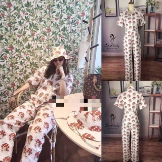 jumpsuit ลายเห็ด size s,m งานป้าย