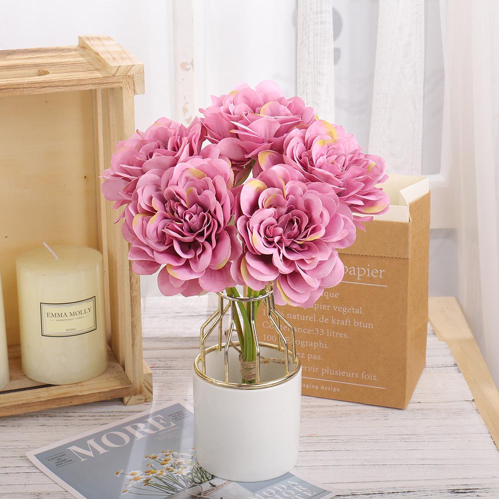 Sale 5 Pcs Simulation Hydrangea Bouquet Decoration Wedding Room Decoration Artificial Flowers Fake Flowers Poney Rose Plastic Shopee Thailand