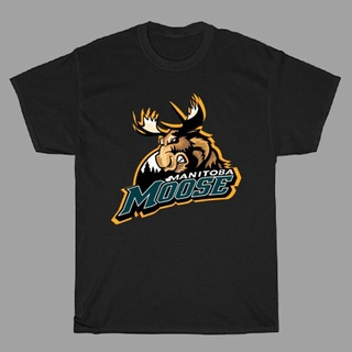 เสื้อผ้าผชเสื้อยืด พิมพ์ลาย Manitoba Moose Team สีดํา แฟชั่นฤดูร้อน สําหรับผู้ชายS-5XL