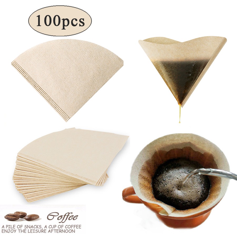 กระดาษกรอง กระดาษกรองกาแฟ  ดริปกาแฟ ทรงกรวย จำนวน 100 แผ่น สำหรับถ้วยกรอง Coffee Paper Filter unitedmart