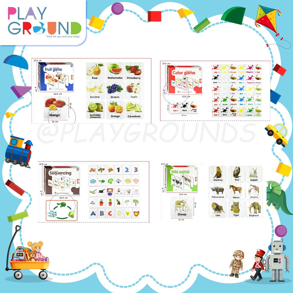 Playground จิ๊กซอ์คำศัพท์ Match Pazzle set ฝึกทักษะ กระตุ้นสมอง ของเล่นไม้เสริมการเรียนรู้ ของเล่นเสริมพัฒนาการเด็กเล็ก