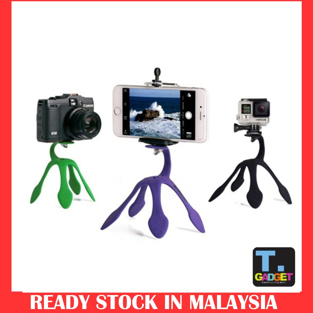 ขาตั้งขาตั้งกล้อง Gekko 5 ขาแบบยืดหยุ่นสําหรับสมาร์ทโฟนที่วางคลิปโทรศัพท์มือถือ