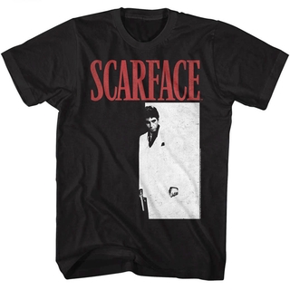 Scarface Tony Montana บุรุษเสื้อยืดโปสเตอร์ภาพยนตร์ Pacino วินเทจนักเลงสีดํา