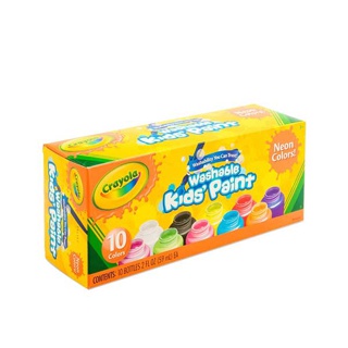 Crayola เครโยล่า สีน้ำนีออนล้างออกได้ในขวดพลาสติก 10 สี ขนาด 2 ออนซ์ สำหรับเด็ก อายุ 3 ปี ขึ้นไป