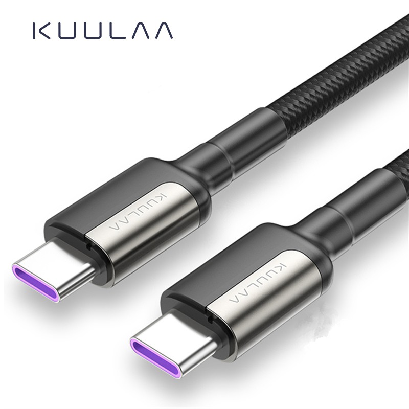 Kuulaa 100W PD USB Type C เป็น Type C สายชาร์จ Super QC 4.0 USB-C สายเคเบิล สําหรับ Macbook Samsung 