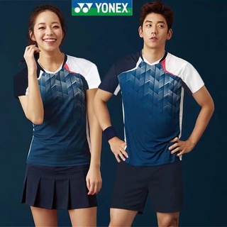 Yonex ชุดยูนิฟอร์มแบดมินตัน เครื่องแบบทีม แห้งเร็ว เสื้อกันหนาว แขนสั้น คู่รัก ผู้ชายและผู้หญิง ปิงปอง แข่งขัน เสื้อผ้า