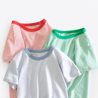 9893 27kids เสื้อยืดเด็ก สีฟ้า แดง เขียว ลายขวาง