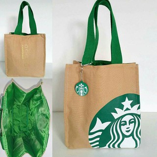 กระเป๋าผ้า กระเป๋าถือ Starbucks กระเป๋าดีไซน์สวย กระเป๋าผ้าสี่เหลี่ยม ราคาพิเศษ ผลิตจากผ้า Canvas เนื้อผ้าหนาดีไซน์สวย