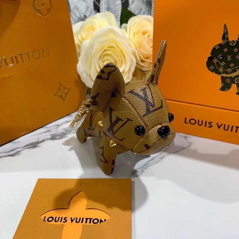 Lv French Bulldog Pu Leather Keychain/ Bag Charm