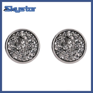 skystar Pure Color Eardrop Rhinestone Round Stud Earring Colorful for Gift