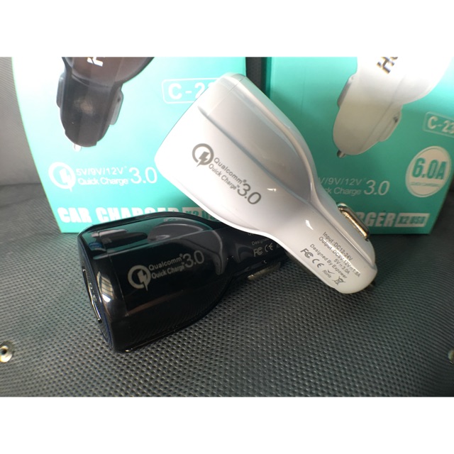 Car charger x2 USB 5V/9V/12V Quick cahrging 6.0A ที่ชาร์จในรถ 2 หัว