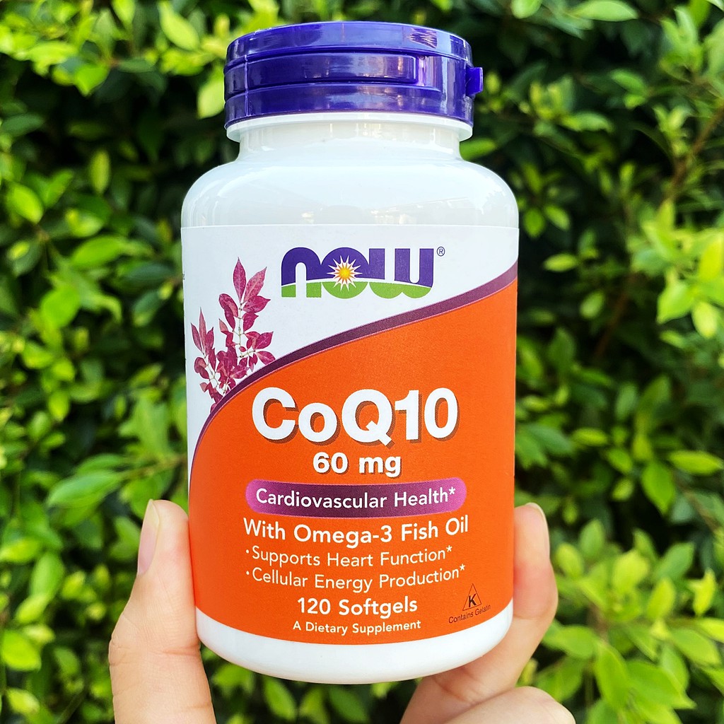 โคคิวเท็น CoQ10 with Omega-3 Fish Oil 60 mg 120 Softgels (Now Foods®) Q10 #คิวเทน #โคเอนไซม์คิวเทน Q-10