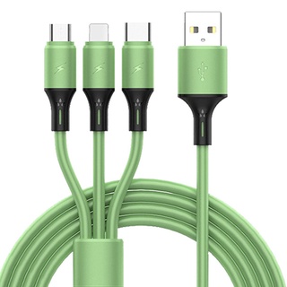 3 in 1 สายเคเบิล USB แอนดรอยด์ Micro USB Type-C 2A ชาร์จเร็ว สาย USB ซิลิโคน สําหรับ Android Iphone Huawei สากล