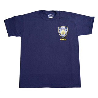 เสื้อยืดแขนสั้นพิมพ์ลายตํารวจสีเหลืองน้ําเงินพิมพ์ลาย Nyc Factory Nypd