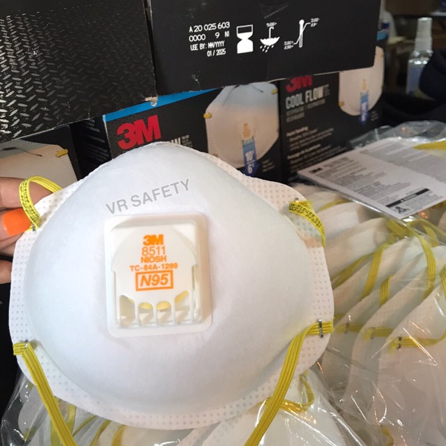 หน้ากาก 3M รุ่น 8511 N95 ป้องกันฝุ่น ป้องกันเชื้อโรค แบบมีวาวล์ (1 ชิ้น/pcs.)